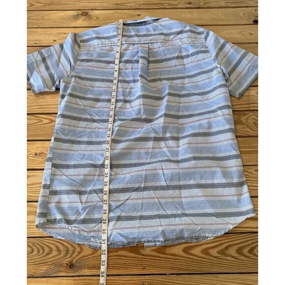 Quiksilver Stripe Button Up Shirt Size XL Men’s Blue Short Sleeve - Picture 6 of 7